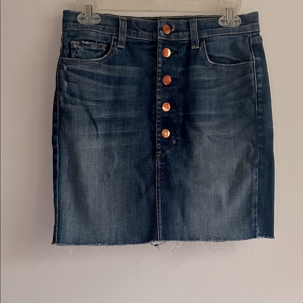 J Brand Dark Blue Mini Skirt with Copper Buttons